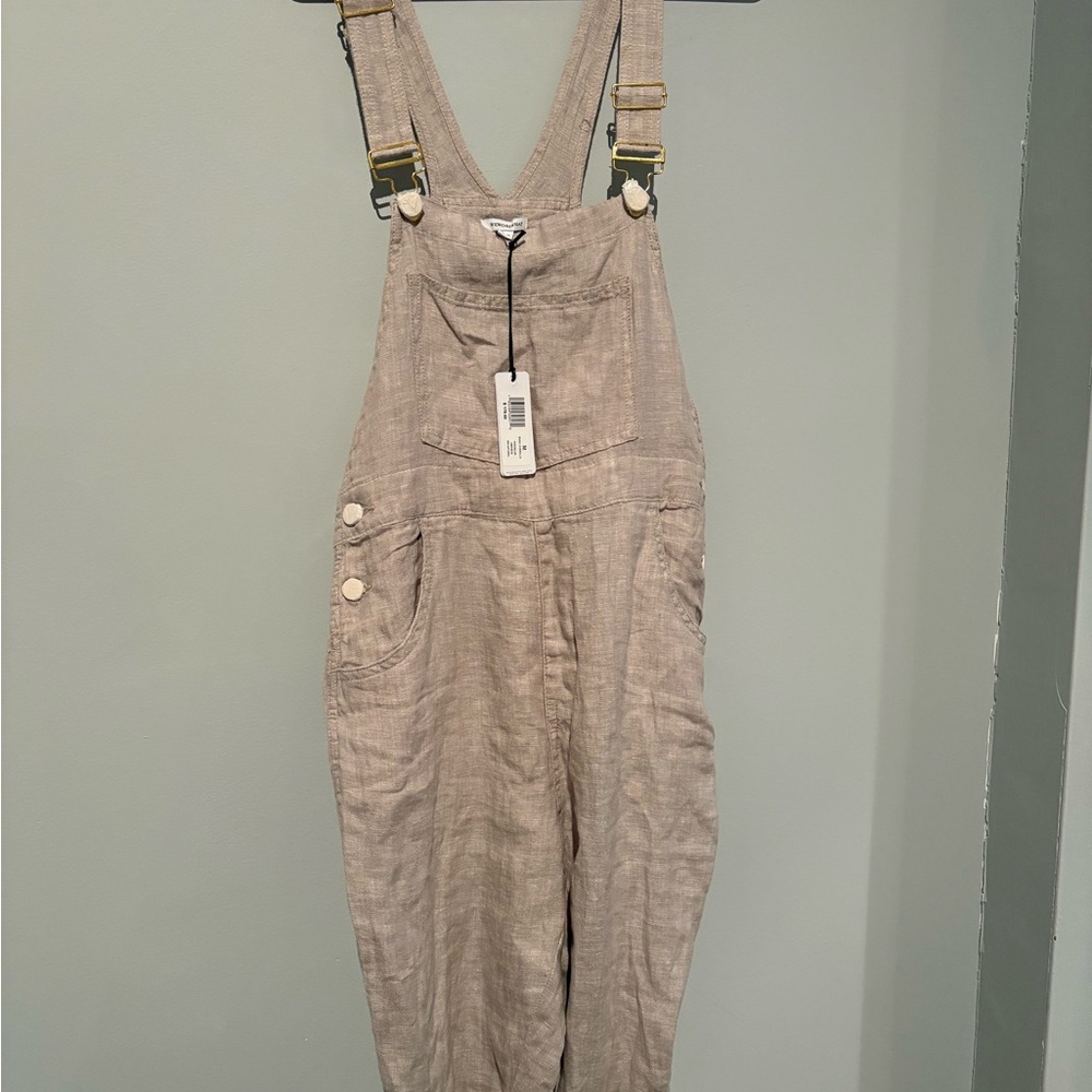 WeWoreWhat women’s Beige Linen Overalls NWT size M